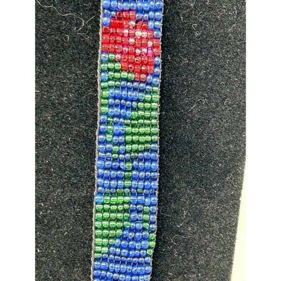 VTG Costume Jewelry Necklace Micro Glass Beads Floral Geometric Boho Hippie - Picture 5 of 6